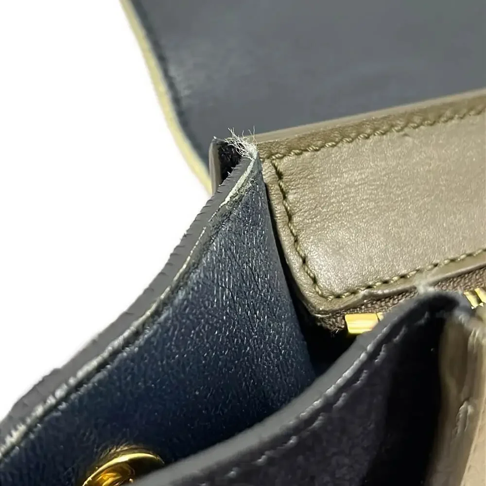 Celine Trapeze Medium Handbag Cream Khaki Gray Dark Navy Leather Suede